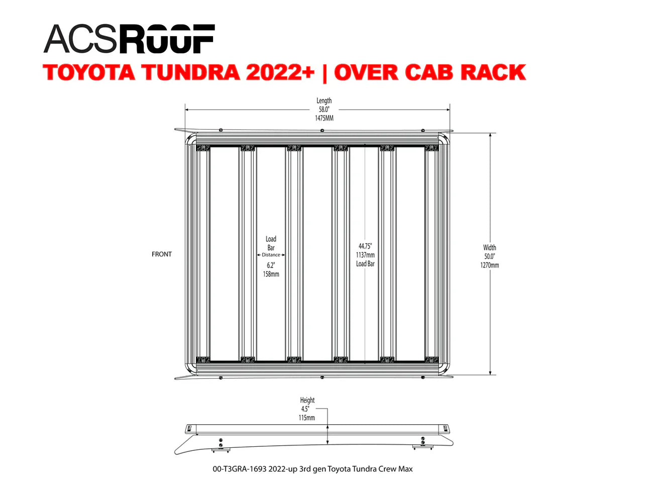 ACS ROOF | Over Cab Platform Rack for TOYOTA TUNDRA 2022+